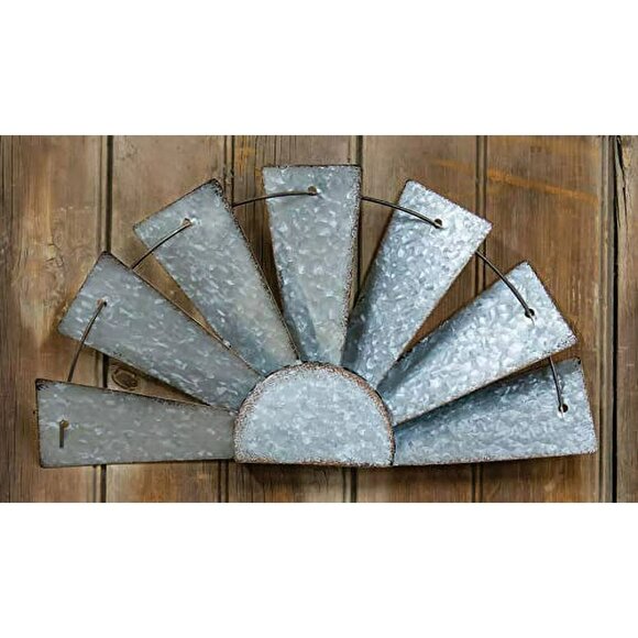 Other - CWI Gifts Galvanized Half Windmill Wall Art - 16 inch - Farmhouse Country Decora